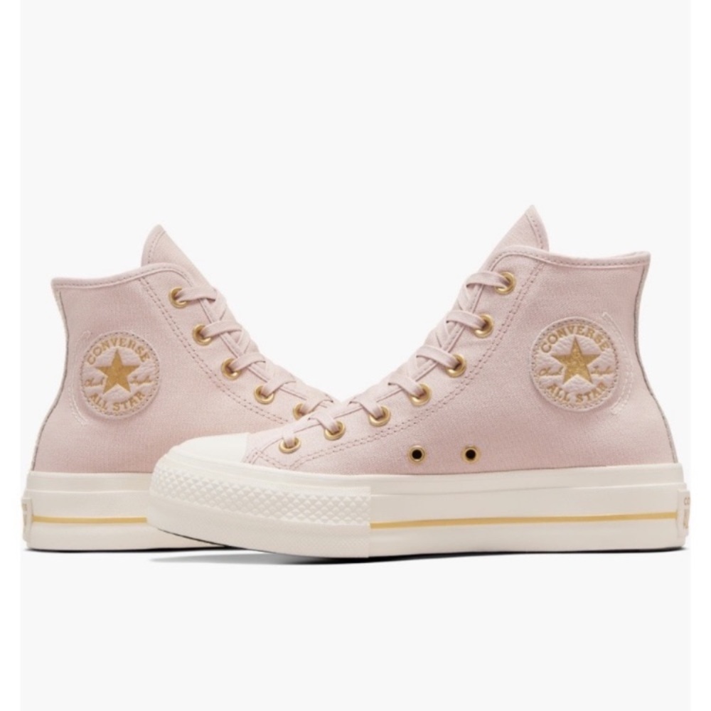 Converse Mauve Canvas High-Top Chuck Taylor Sneakers with Gold Accents - Picture 6 of 16